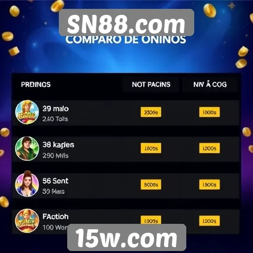 Comparação de jogos populares disponíveis no SN88.com